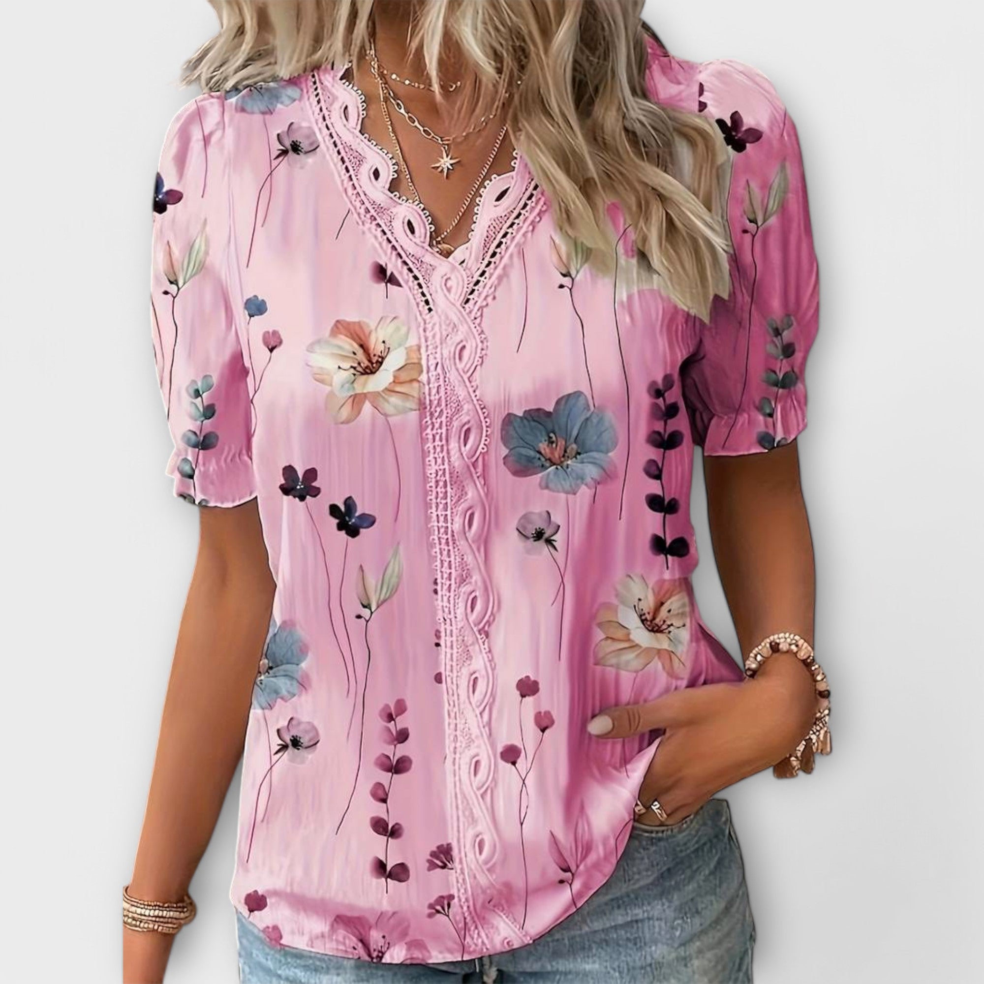 Bianka – Elegante V-Ausschnitt-Bluse für Damen