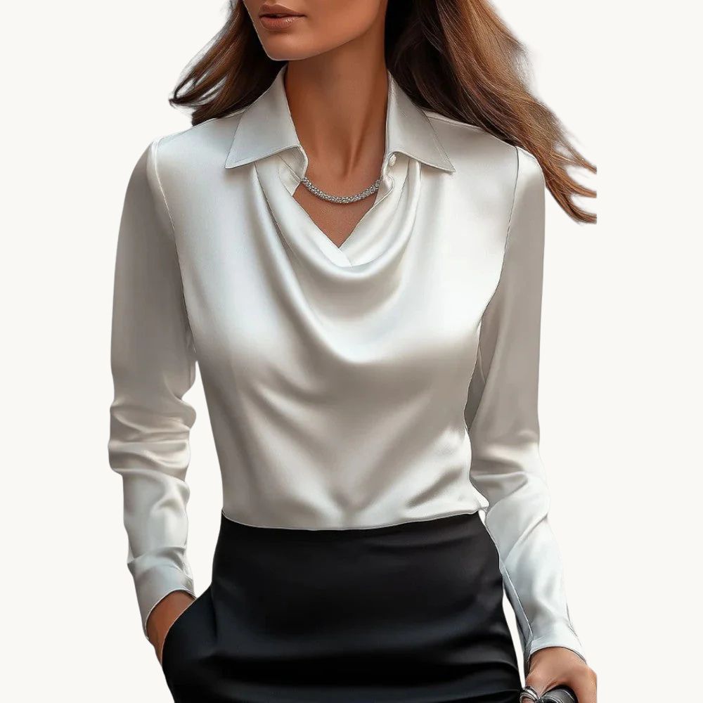 Rose – Drapiertes Satin-Top mit luxuriösem Finish
