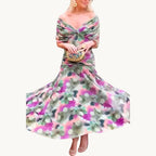 Florendra | Elegantes Langes Blumenkleid mit V-Ausschnitt