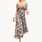 Florendra | Elegantes Langes Blumenkleid mit V-Ausschnitt