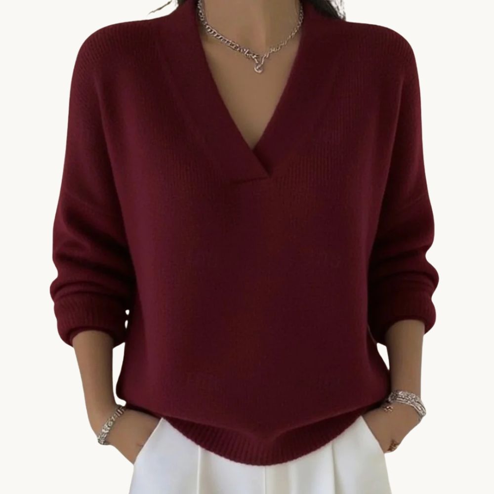 Noreth – Minimalistischer V-Ausschnitt-Strickpullover
