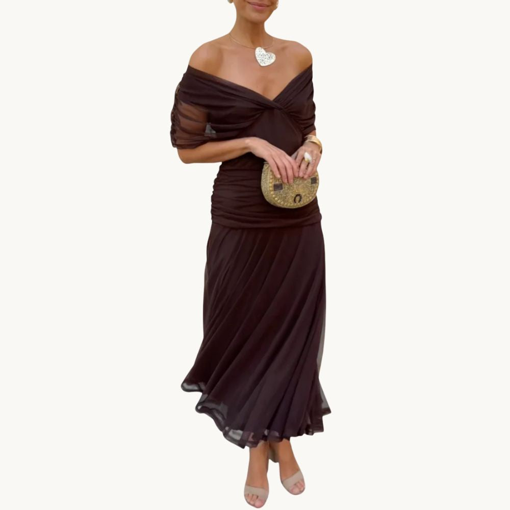 Florendra | Elegantes Langes Blumenkleid mit V-Ausschnitt