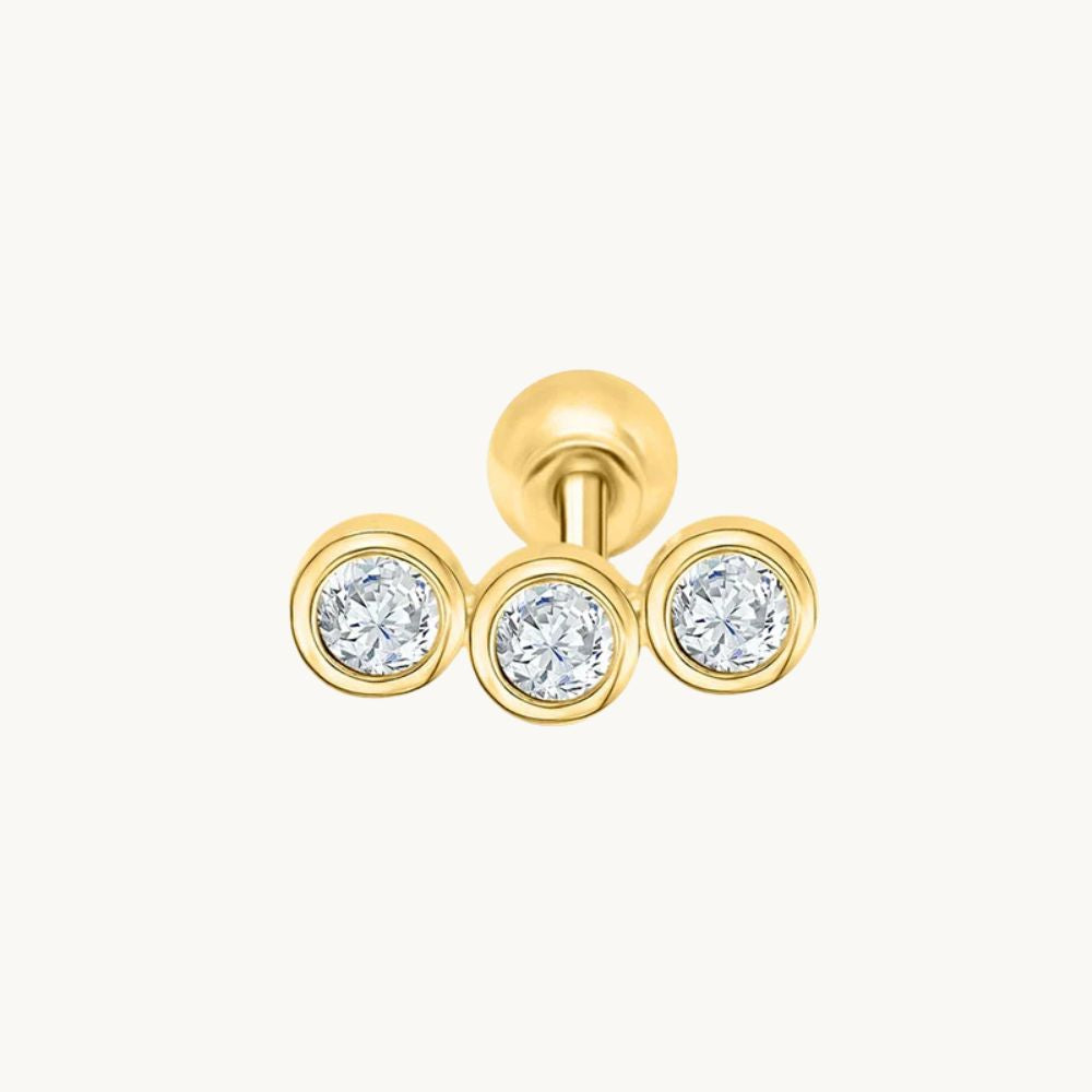 Elegante Goldohrringe mit drei Zirkonen