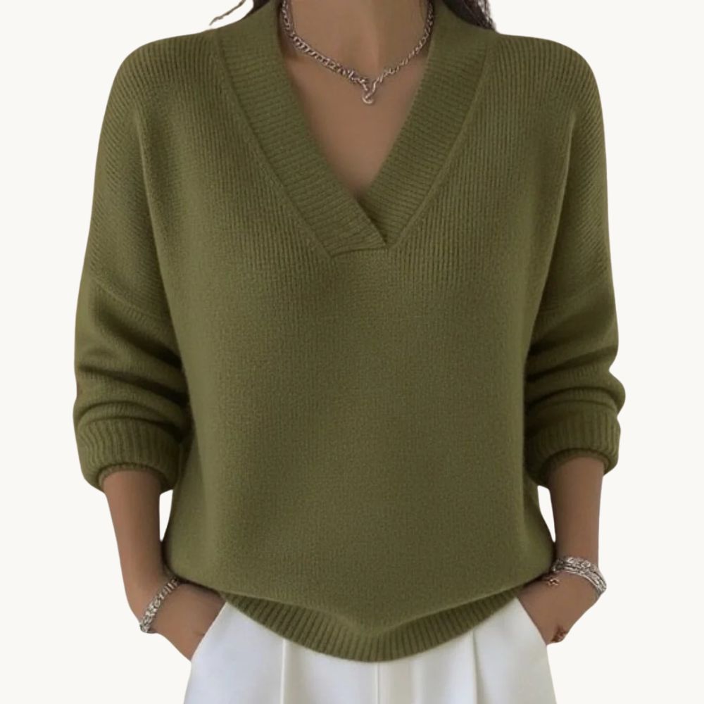 Noreth – Minimalistischer V-Ausschnitt-Strickpullover