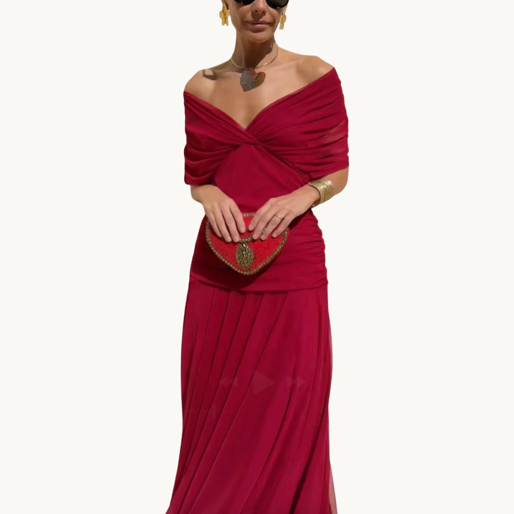 Florendra | Elegantes Langes Blumenkleid mit V-Ausschnitt