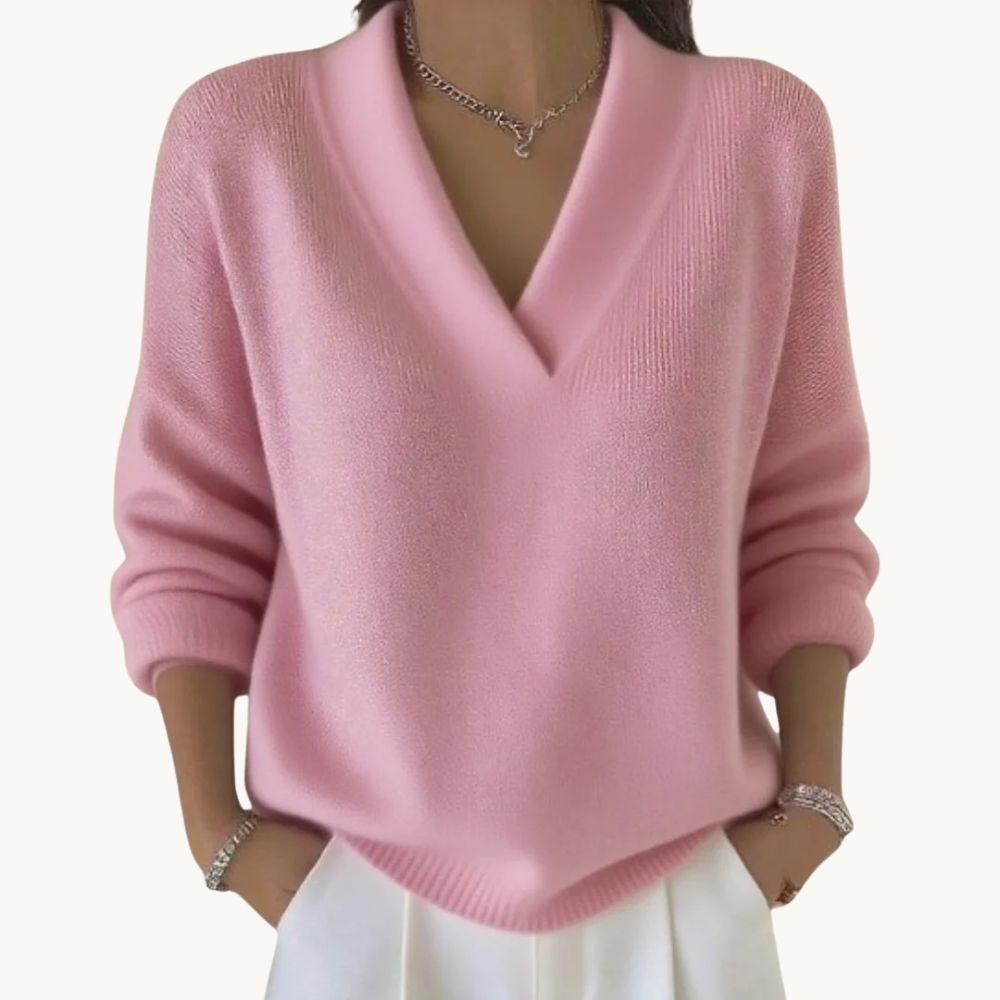 Noreth – Minimalistischer V-Ausschnitt-Strickpullover