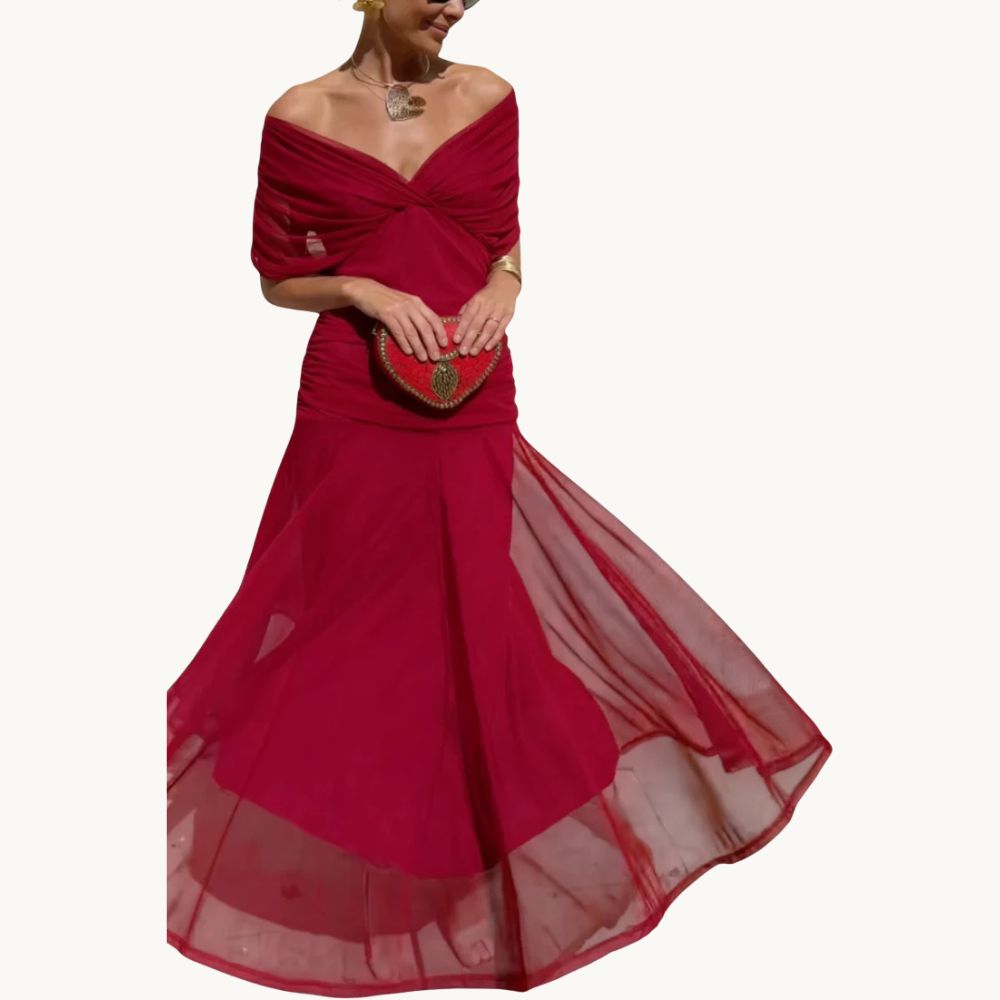 Florendra | Elegantes Langes Blumenkleid mit V-Ausschnitt