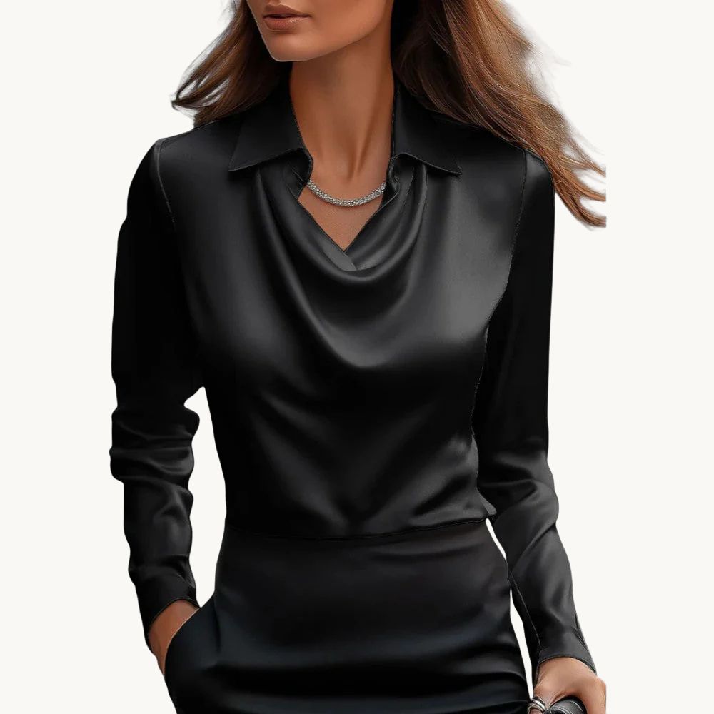 Rose – Drapiertes Satin-Top mit luxuriösem Finish