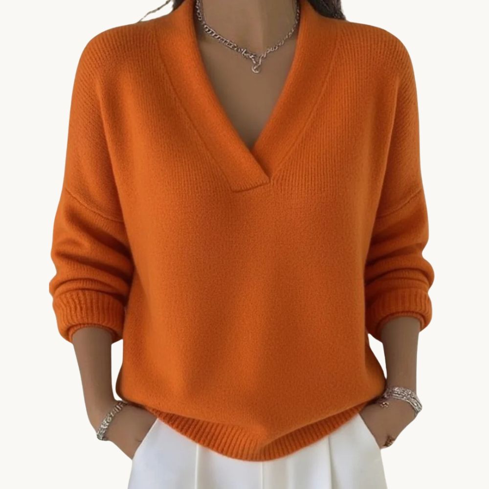 Noreth – Minimalistischer V-Ausschnitt-Strickpullover