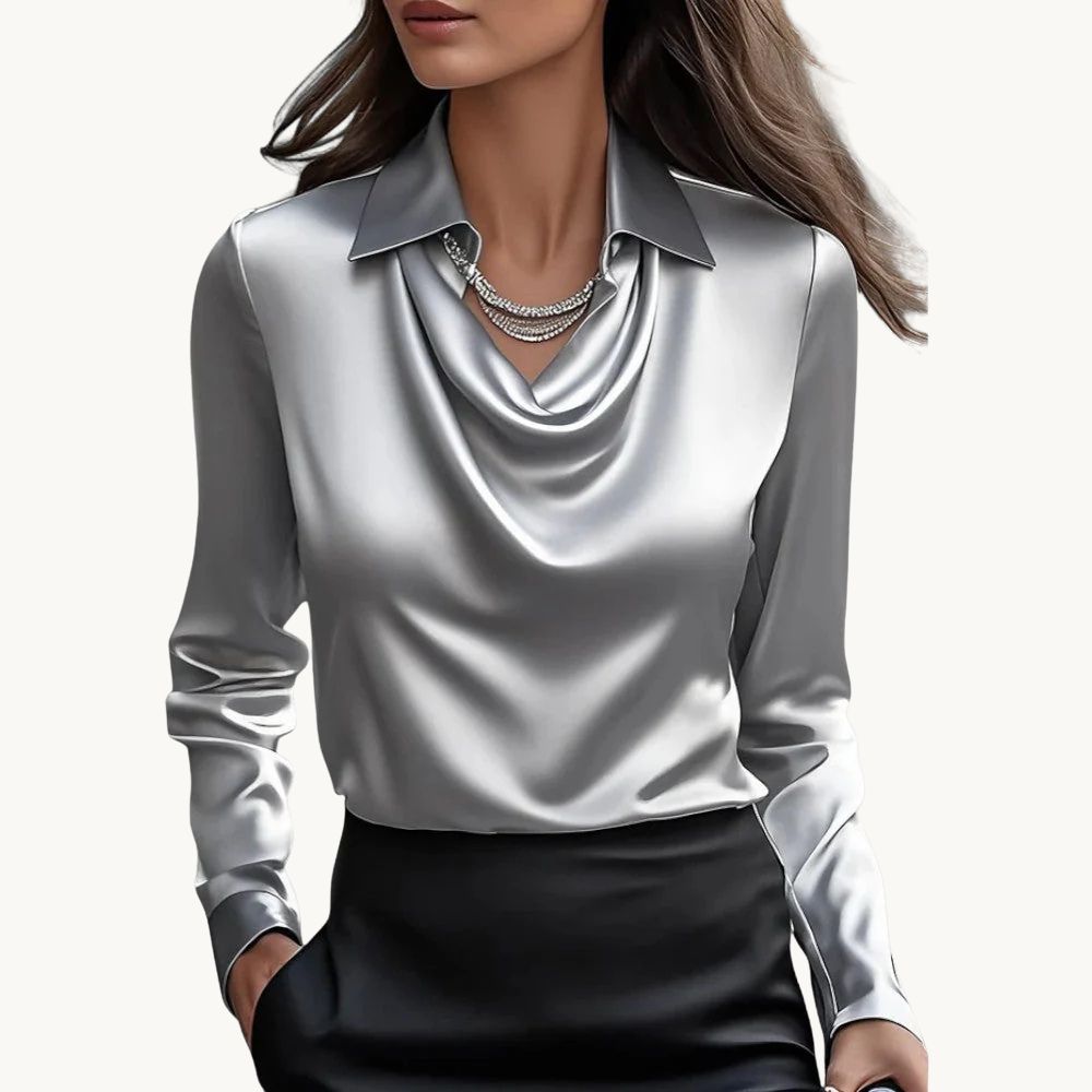Rose – Drapiertes Satin-Top mit luxuriösem Finish
