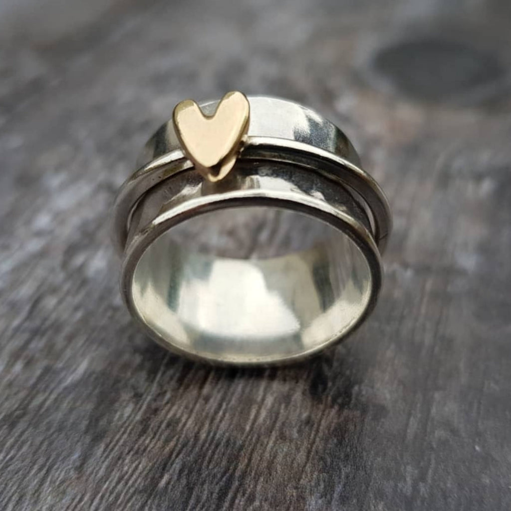 Silberring mit vergoldetem Vintage-Herz