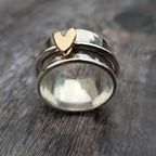 Silberring mit vergoldetem Vintage-Herz