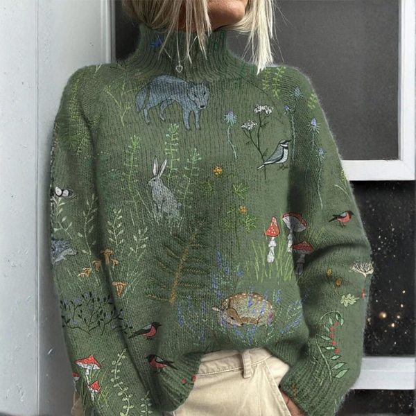 Zara - Warmer Blumen-Rollkragenpullover