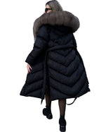 Madri - eleganter Baumwollmantel mit Pelzkragen
