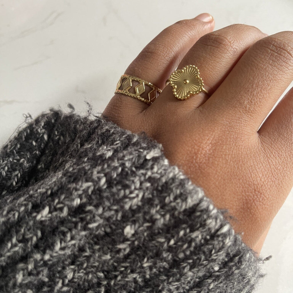 Rosie™️ | Verstellbarer Ring mit Blumenmotiv – Edelstahl